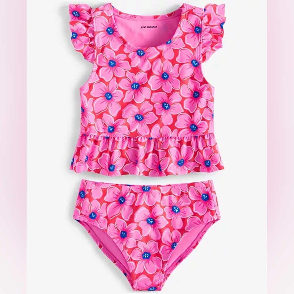 🌻3T Epic Treads Floral Pink Kids Swim Set Size T3
